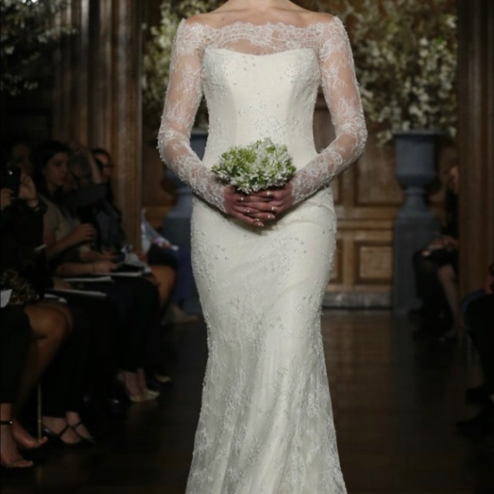 Romona Keveza Spring 2015 wedding dress. Beautiful lace bodice and sleeves.